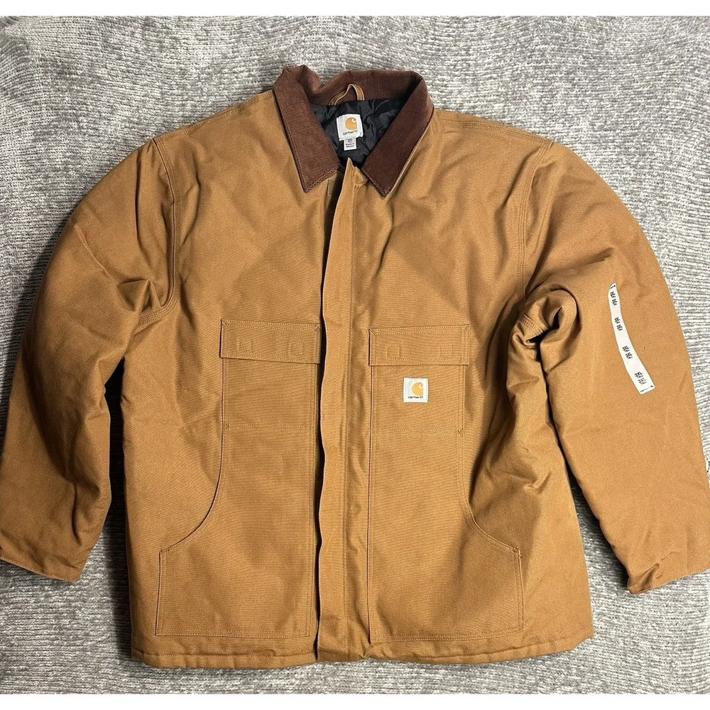 Carhartt Mens Firm Duck Water Repellent Insulated Workwear Coat Jacket 3XL Brown